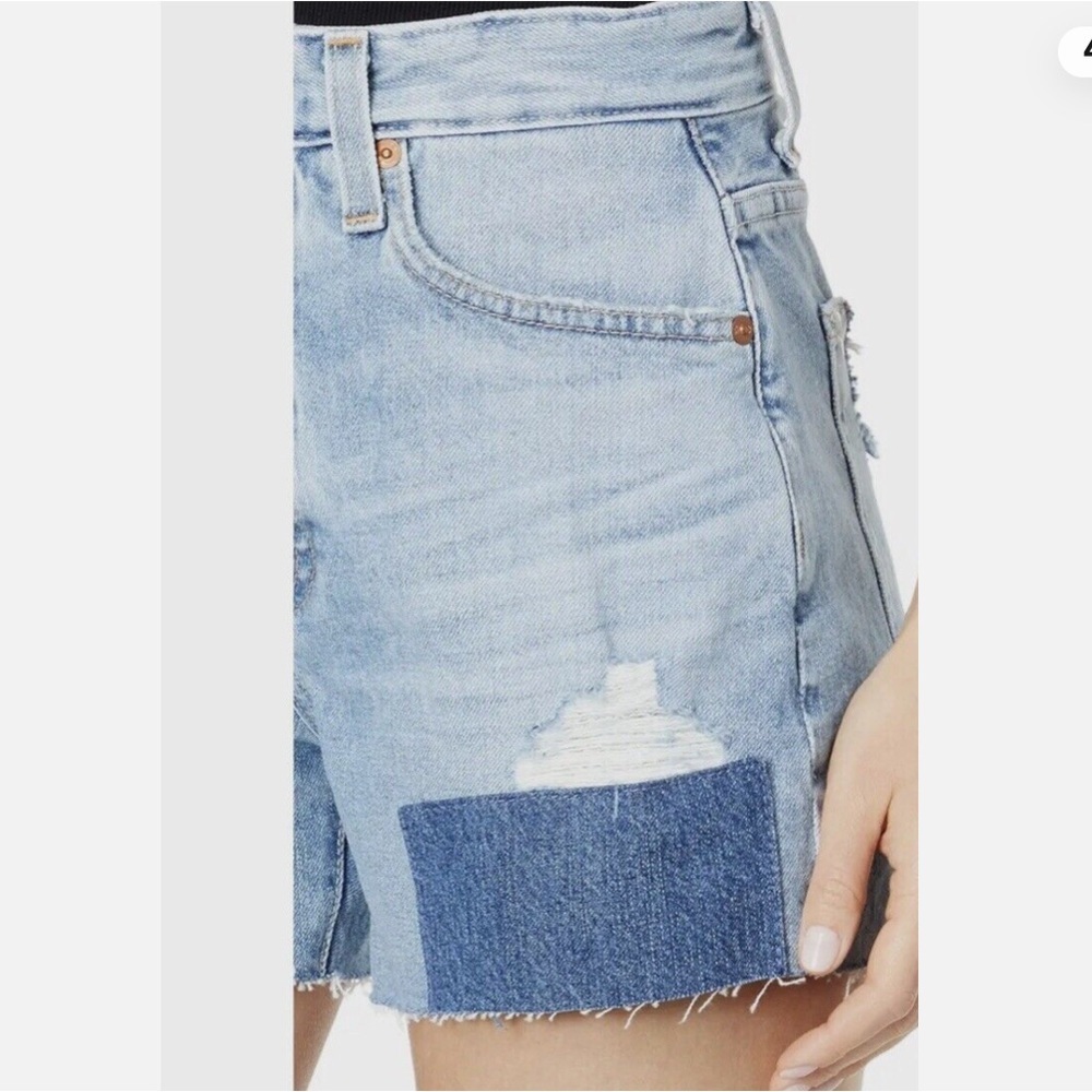 Ag Adriano Goldschmied Alexxis High Rise Two-Tone Denim Shorts